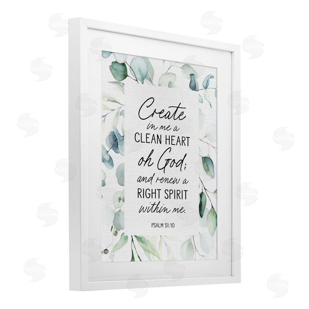 Lettered and Lined Clean Heart & Right Spirit White Framed Print Under Glass Wall Art