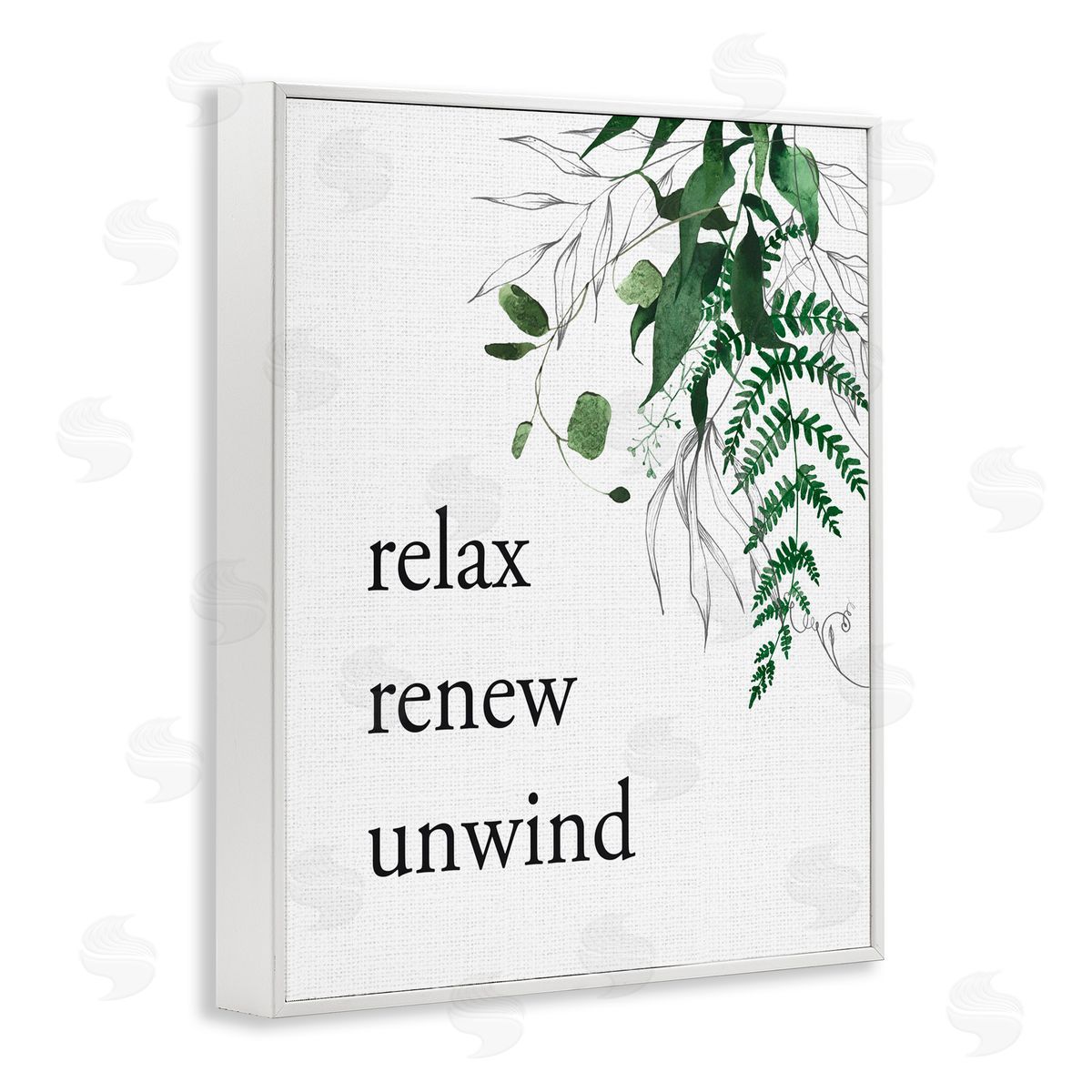 Lettered and Lined Relax Renew Unwind with Foliage White Framed Giclee Print Wall Art