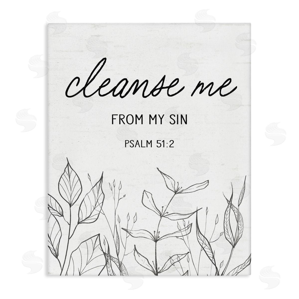 Lettered and Lined Cleanse Me From Sin Stretched Canvas Wall Art Print