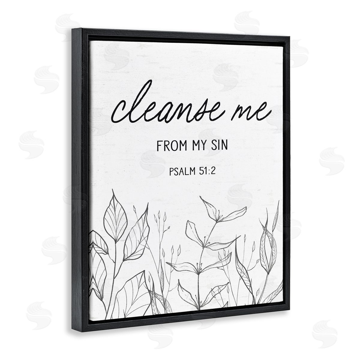 Lettered and Lined Cleanse Me From Sin Black Floating Frame Canvas Wall Art Print