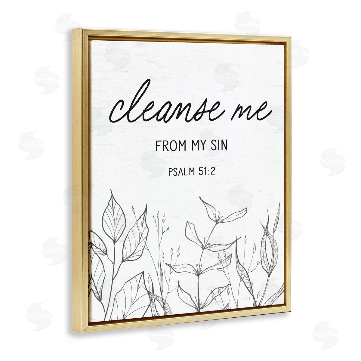 Lettered and Lined Cleanse Me From Sin Gold Floating Frame Canvas Wall Art Print