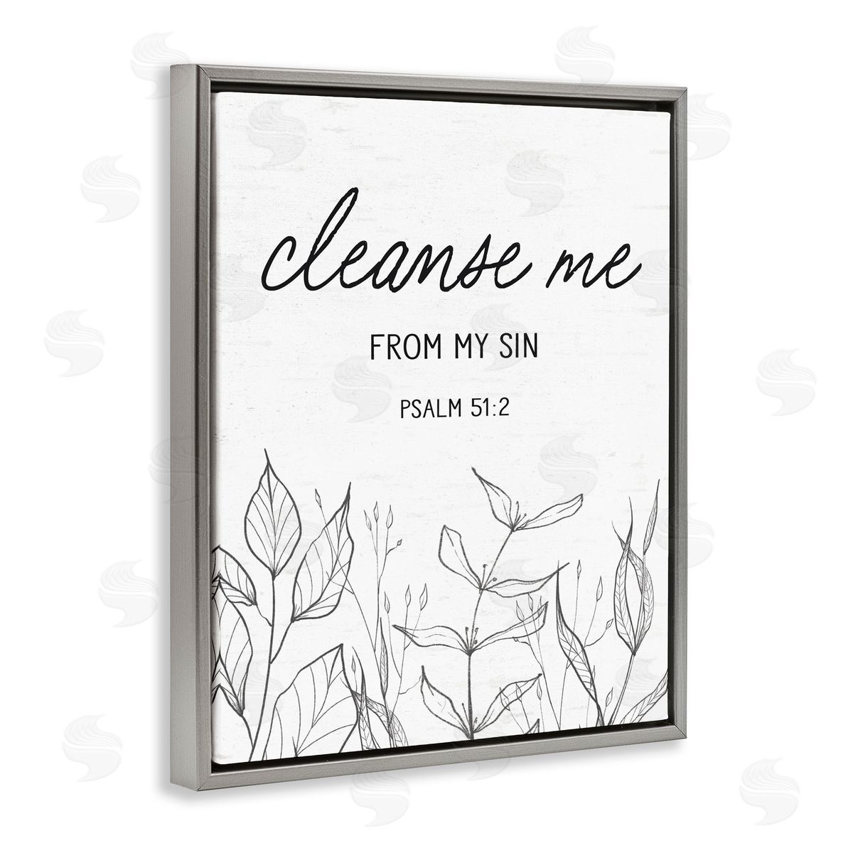 Lettered and Lined Cleanse Me From Sin Gray Floating Frame Canvas Wall Art Print