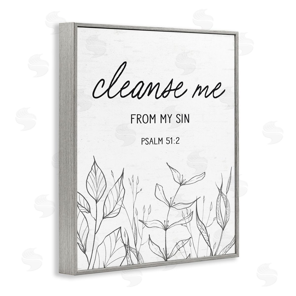 Lettered and Lined Cleanse Me From Sin Gray Framed Giclee Print Wall Art