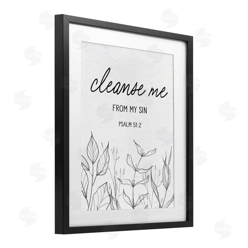 Lettered and Lined Cleanse Me From Sin Black Framed Print Under Glass Wall Art