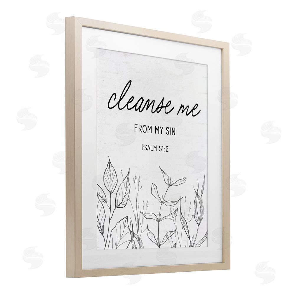 Lettered and Lined Cleanse Me From Sin Brown Framed Print Under Glass Wall Art