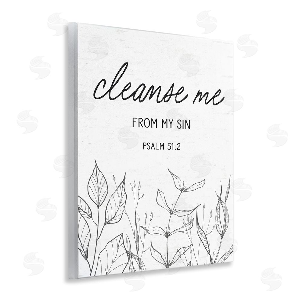 Lettered and Lined Cleanse Me From Sin Wooden Wall Plaque Art Print