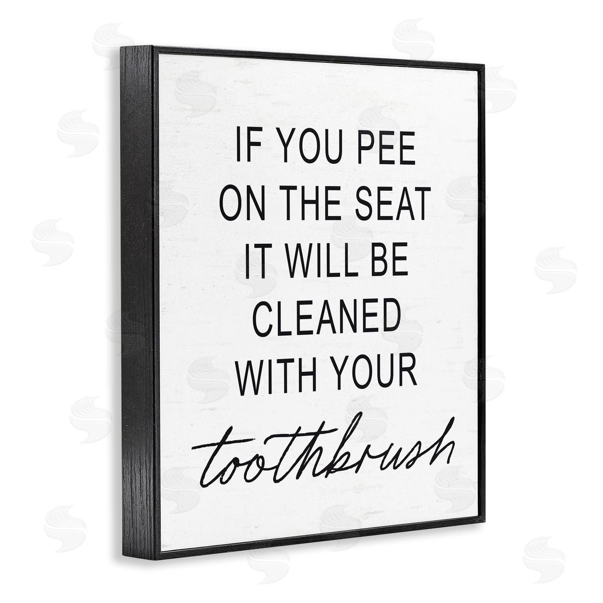 Lettered and Lined Sassy Clean With Toothbrush Warning Black Framed Giclee Print Wall Art