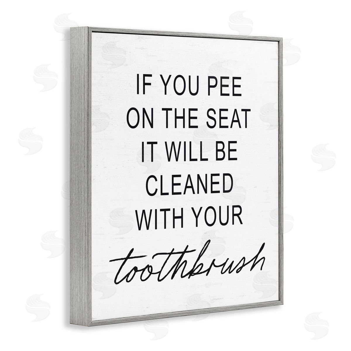 Lettered and Lined Sassy Clean With Toothbrush Warning Gray Framed Giclee Print Wall Art