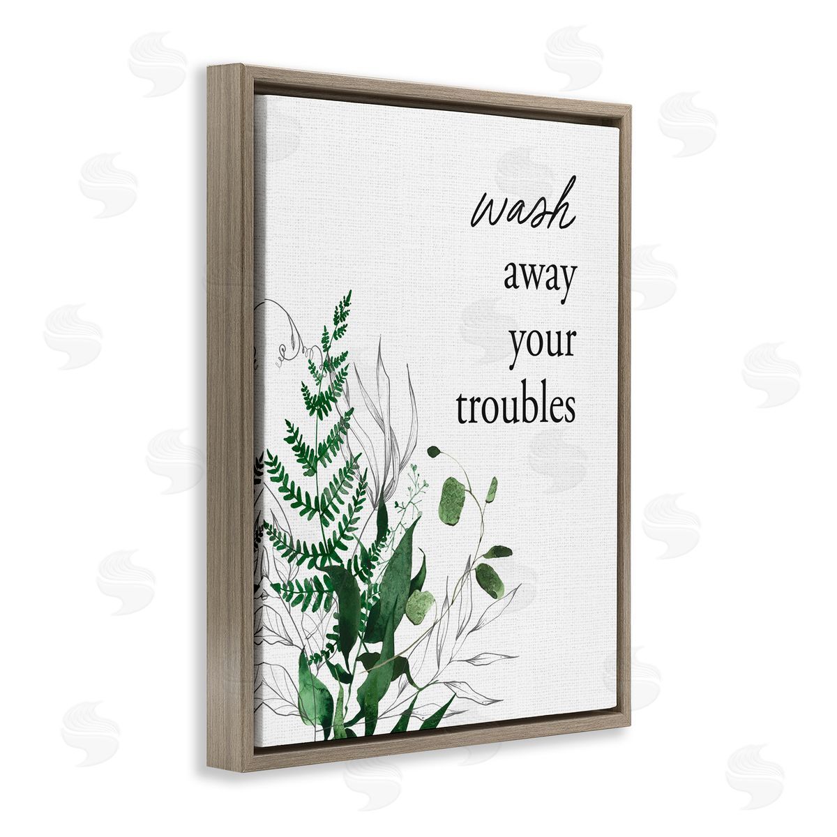 Lettered and Lined Forest Foliage Wash Away Brown Floating Frame Canvas Wall Art Print