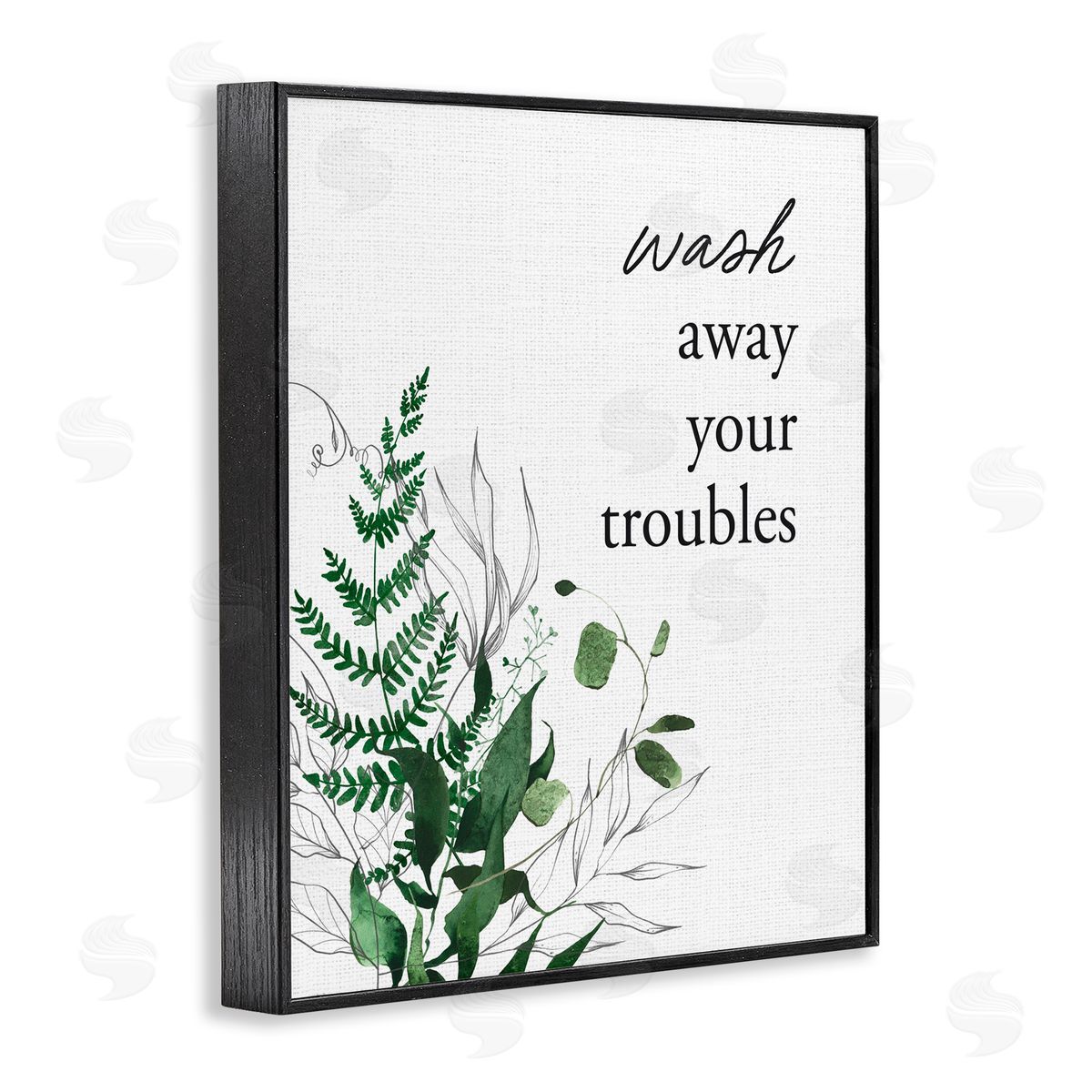 Lettered and Lined Forest Foliage Wash Away Black Framed Giclee Print Wall Art