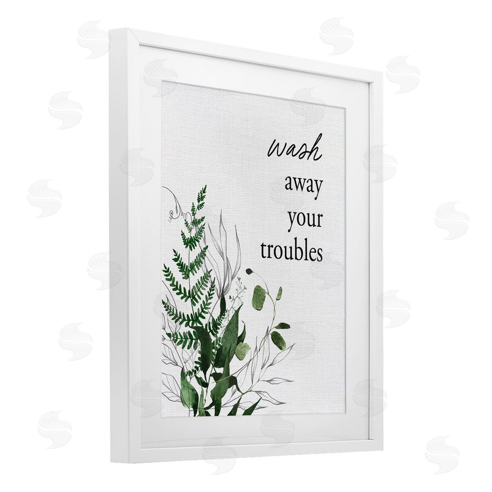 Lettered and Lined Forest Foliage Wash Away White Framed Print Under Glass Wall Art