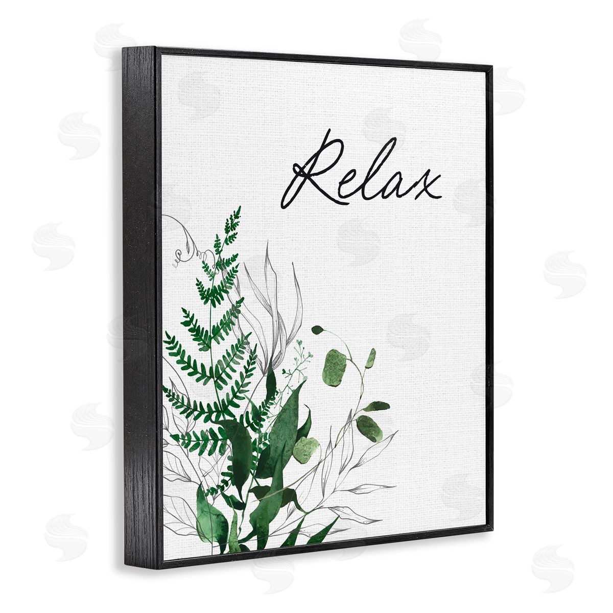 Lettered and Lined Relax Ferns & Botanicals Black Framed Giclee Print Wall Art
