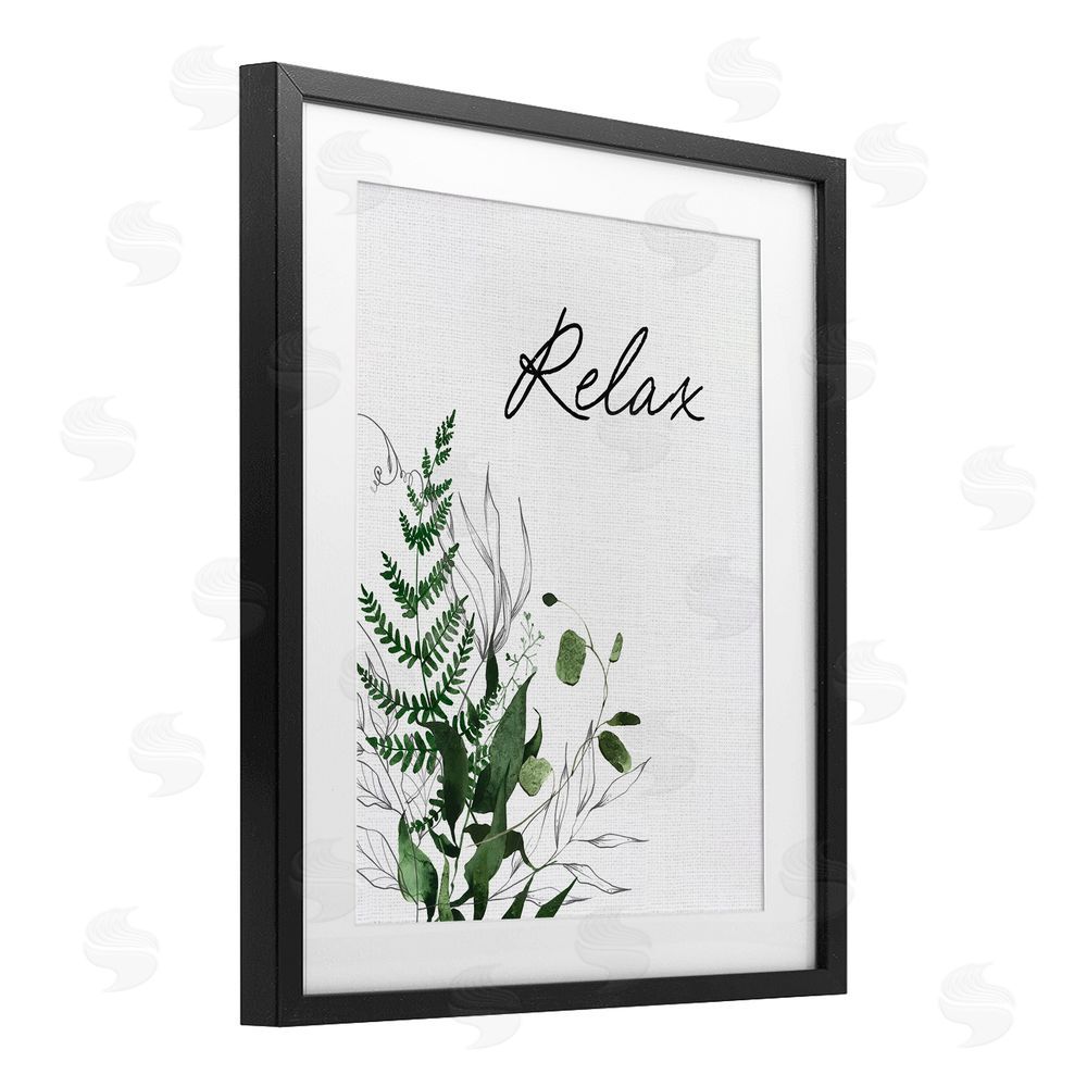 Lettered and Lined Relax Ferns & Botanicals Black Framed Print Under Glass Wall Art