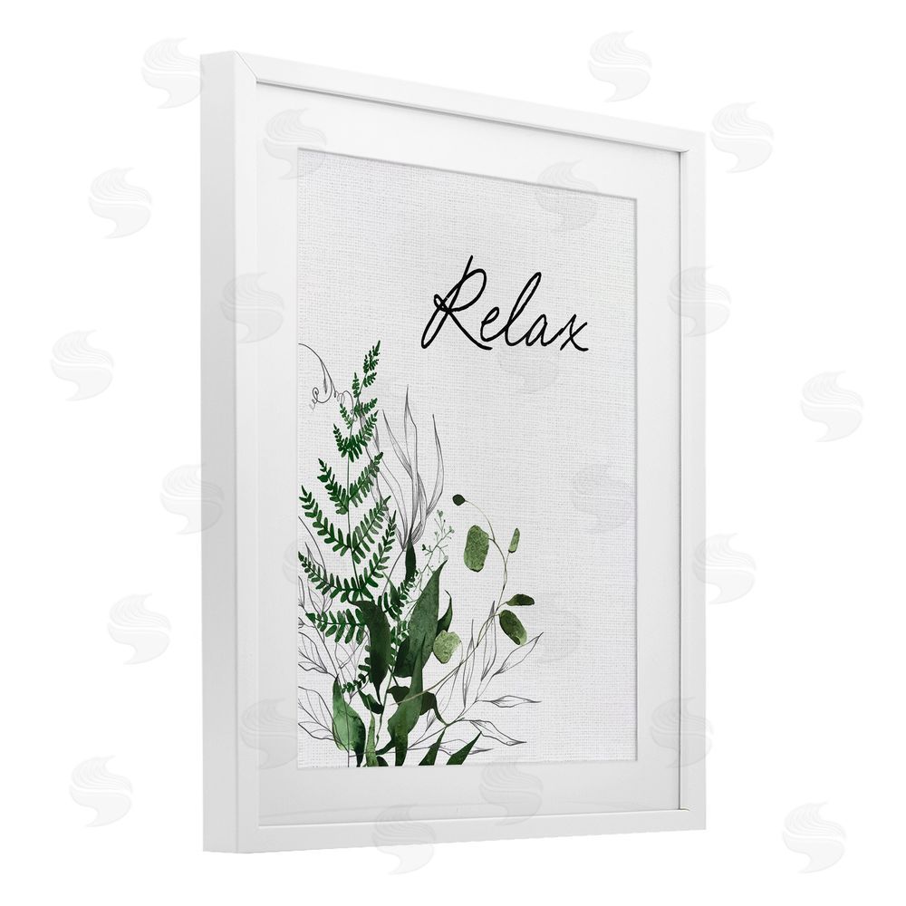 Lettered and Lined Relax Ferns & Botanicals White Framed Print Under Glass Wall Art
