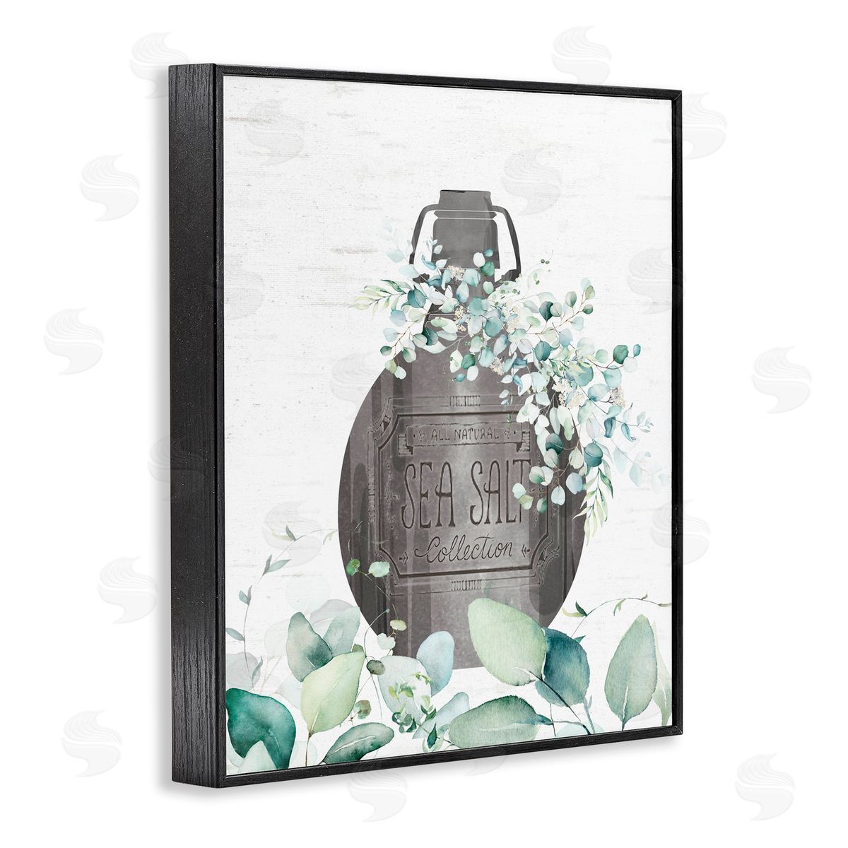 Lettered and Lined Sea Salt Collection Bottle Black Framed Giclee Print Wall Art