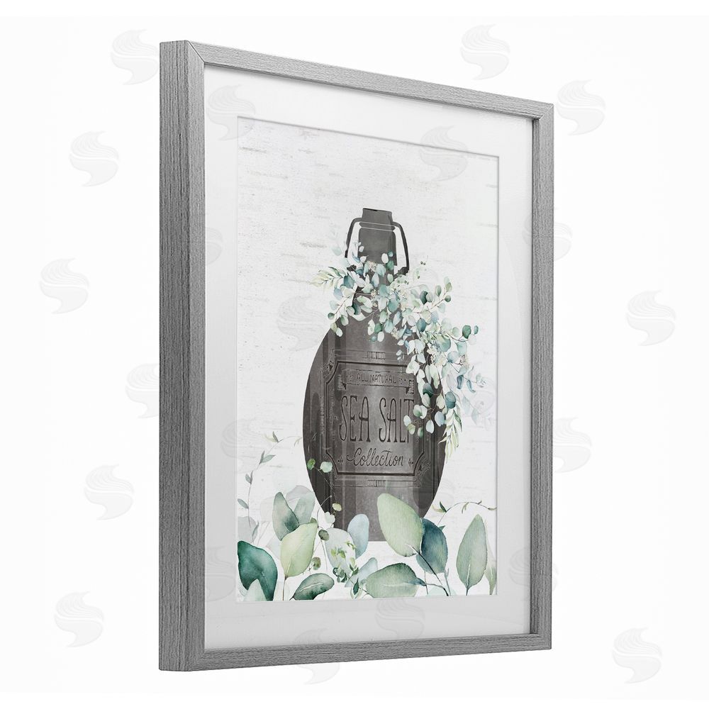 Lettered and Lined Sea Salt Collection Bottle Gray Framed Print Under Glass Wall Art