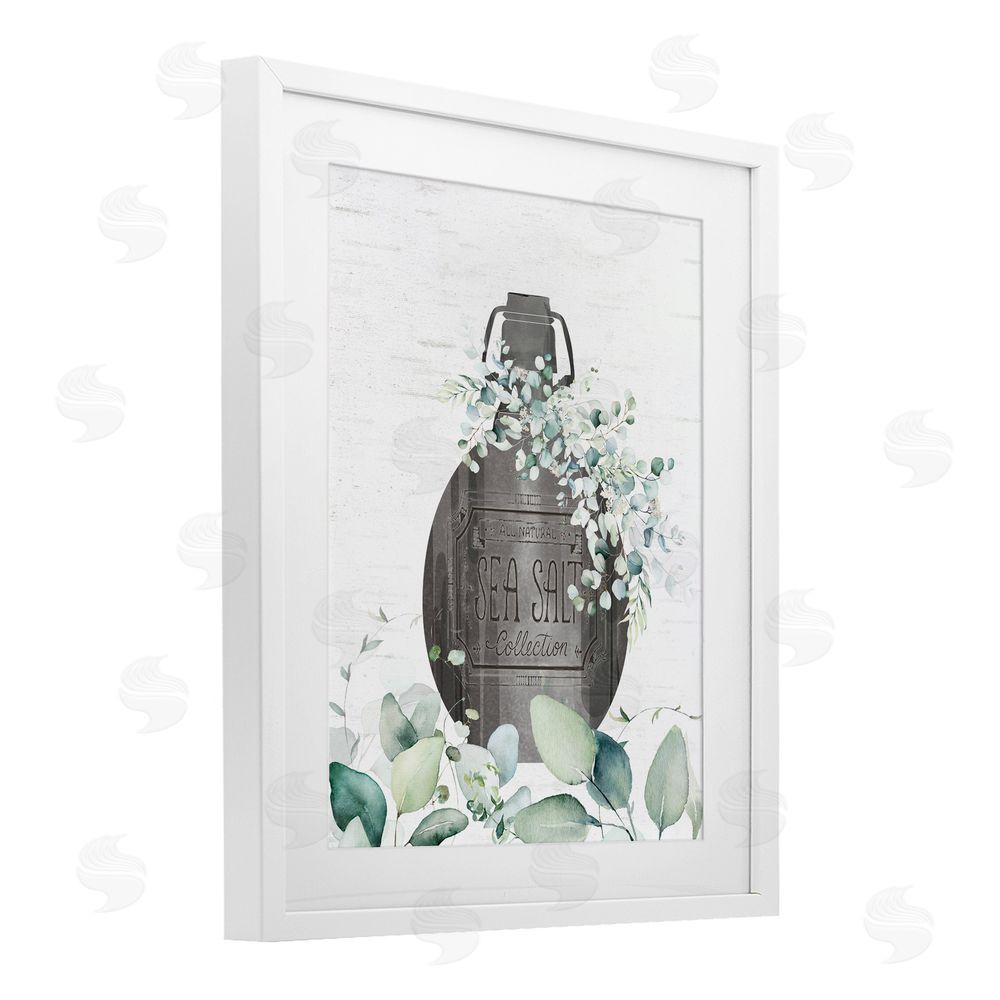 Lettered and Lined Sea Salt Collection Bottle White Framed Print Under Glass Wall Art