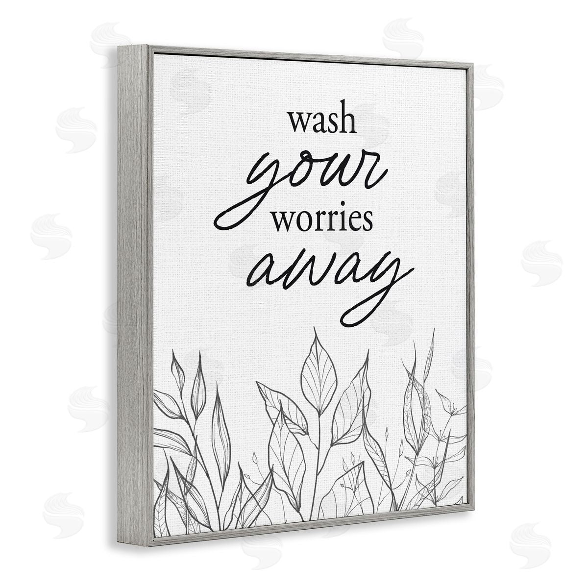 Lettered and Lined Wash Your Worries Away Minimalist Gray Framed Giclee Print Wall Art