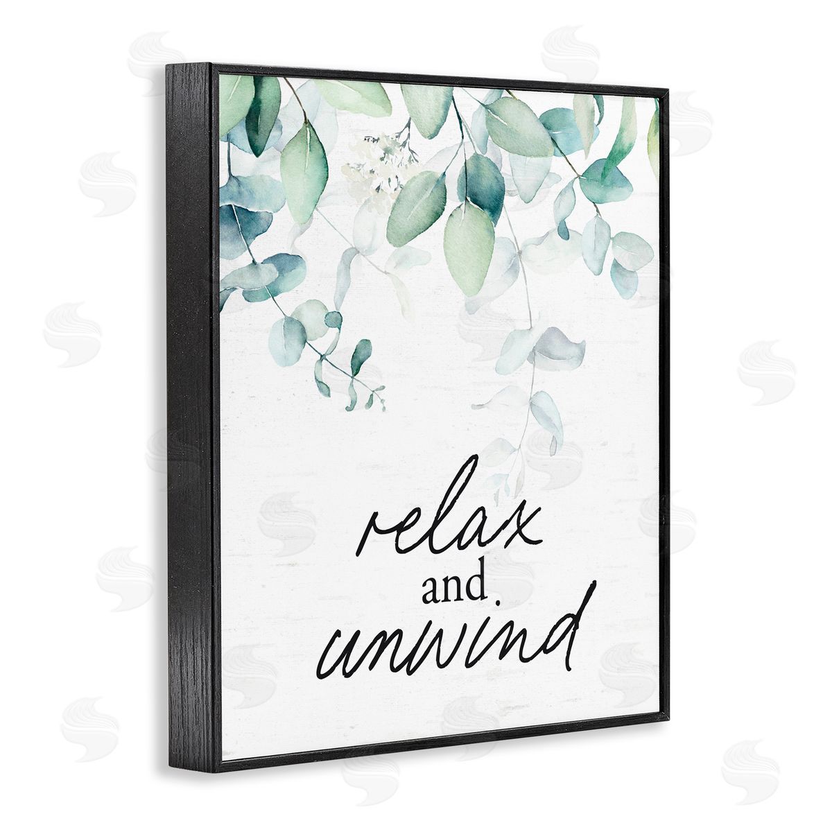 Lettered and Lined Relax And Unwind Herb Leaves Black Framed Giclee Print Wall Art