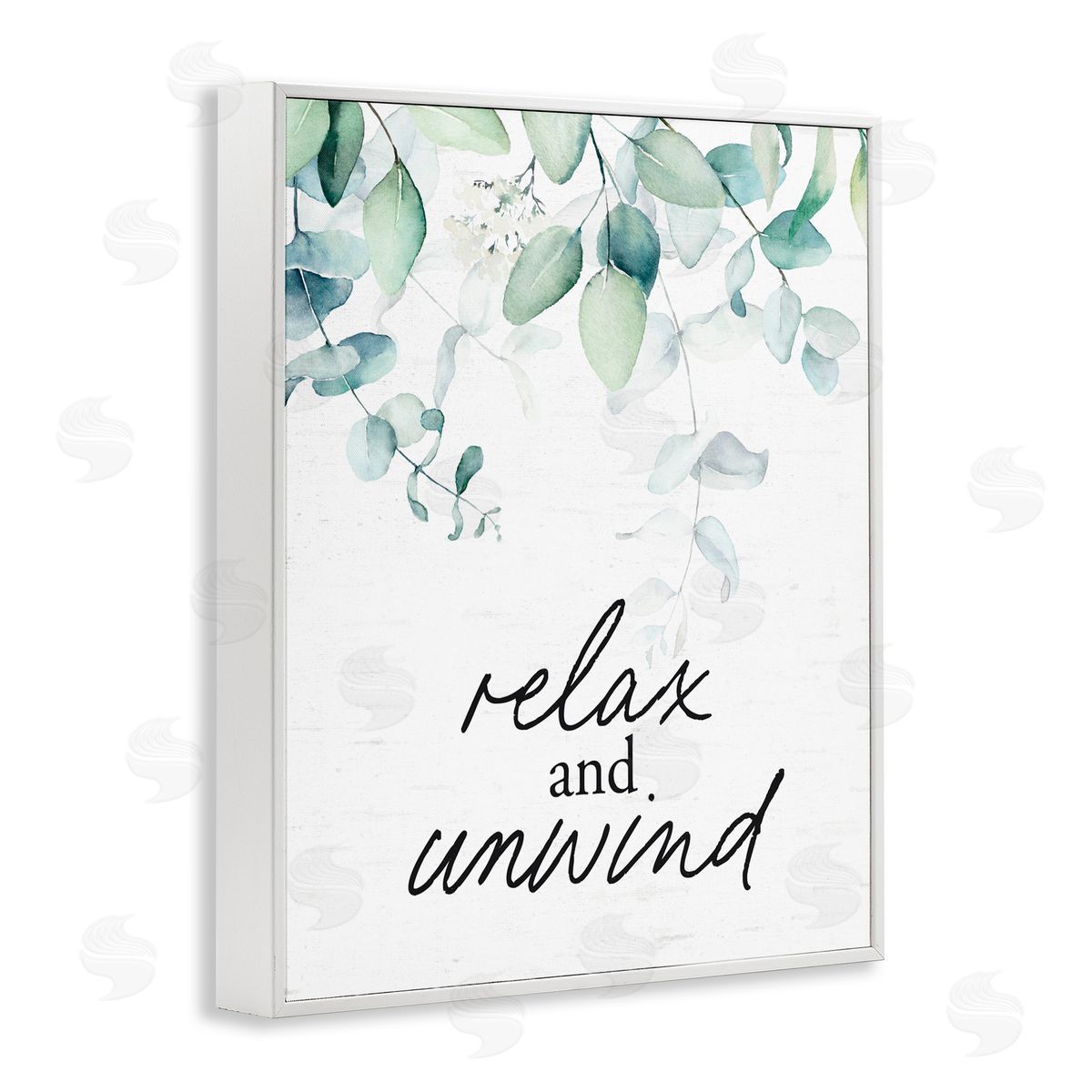 Lettered and Lined Relax And Unwind Herb Leaves White Framed Giclee Print Wall Art