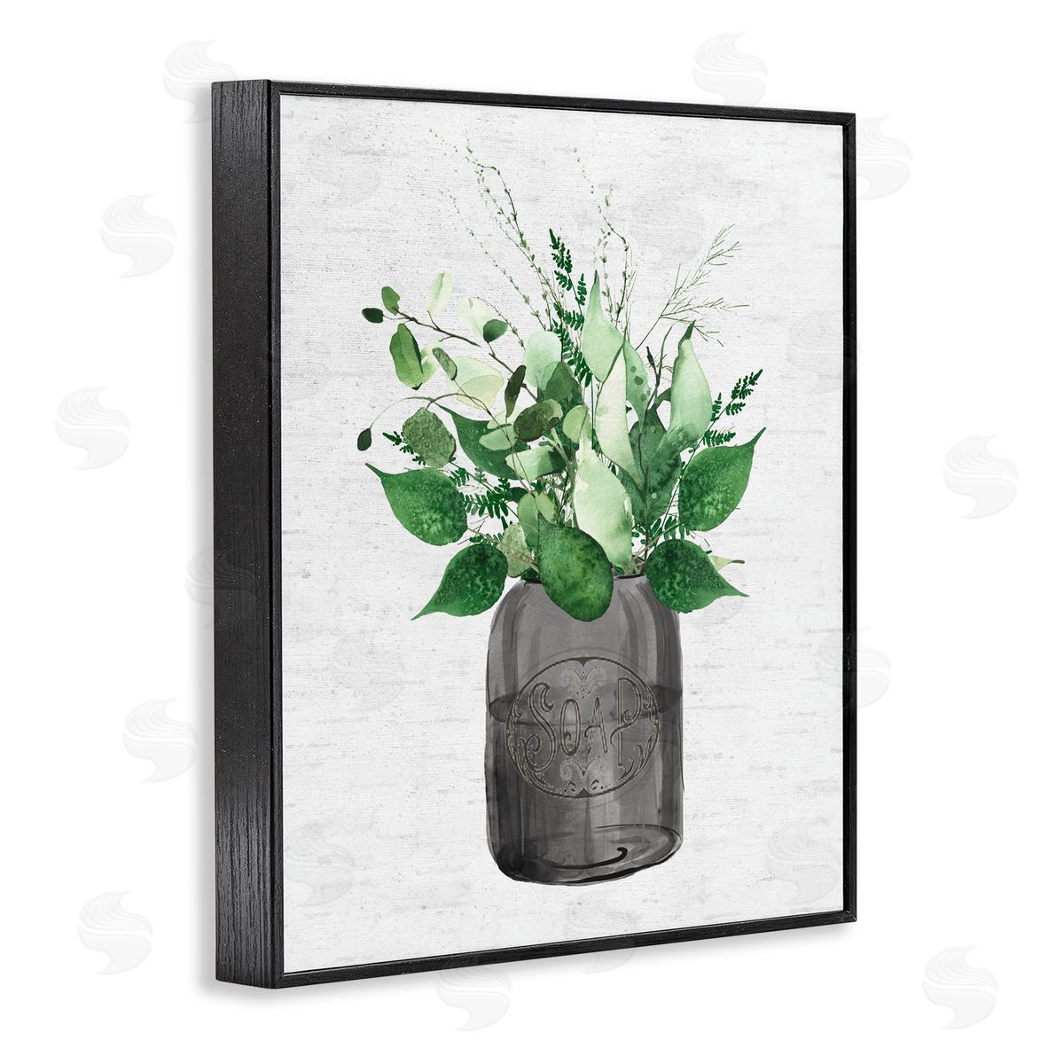 Lettered and Lined Vintage Soap Jar Herbs Black Framed Giclee Print Wall Art