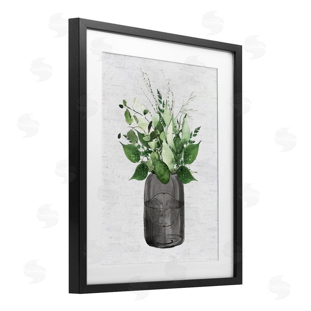 Lettered and Lined Vintage Soap Jar Herbs Black Framed Print Under Glass Wall Art