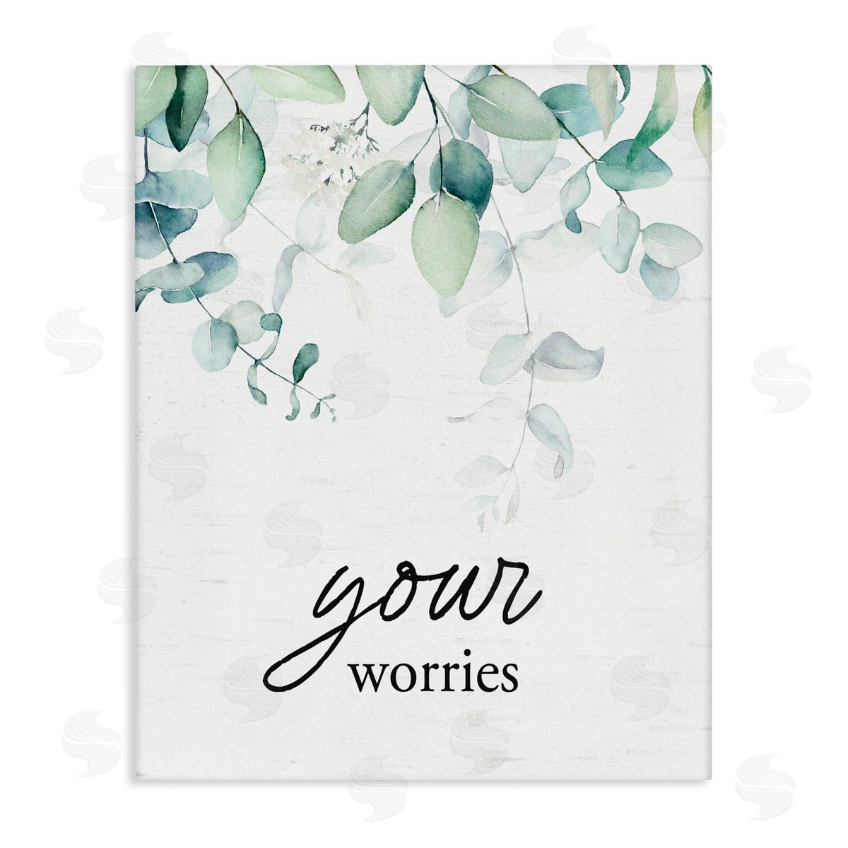 Lettered and Lined Your Worries Eucalyptus Stretched Canvas Wall Art Print