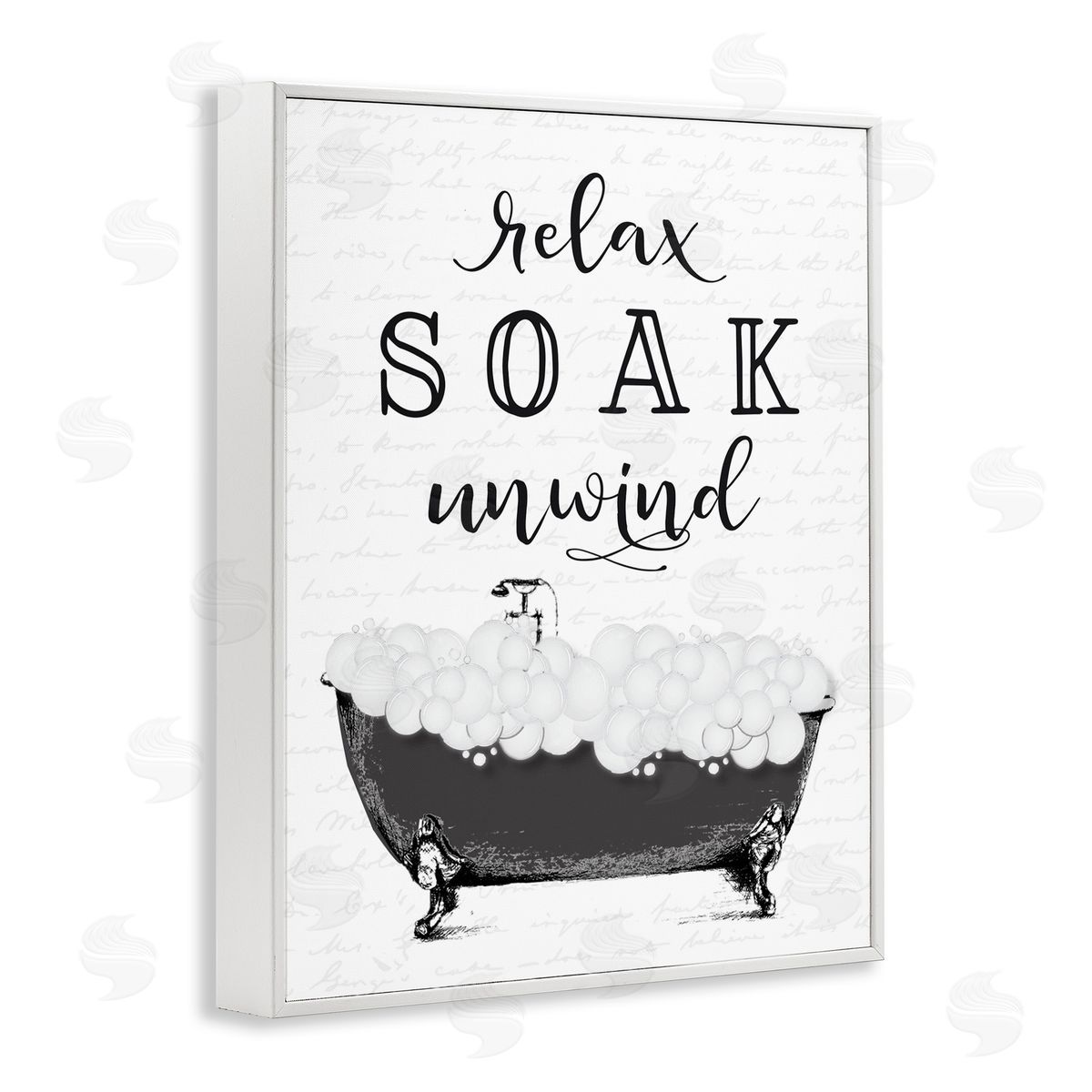 Lettered and Lined Soak Unwind Bubble Bath White Framed Giclee Print Wall Art