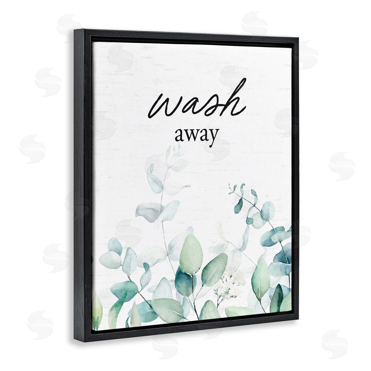 Lettered and Lined Wash Away Eucalyptus Black Floating Frame Canvas Wall Art Print