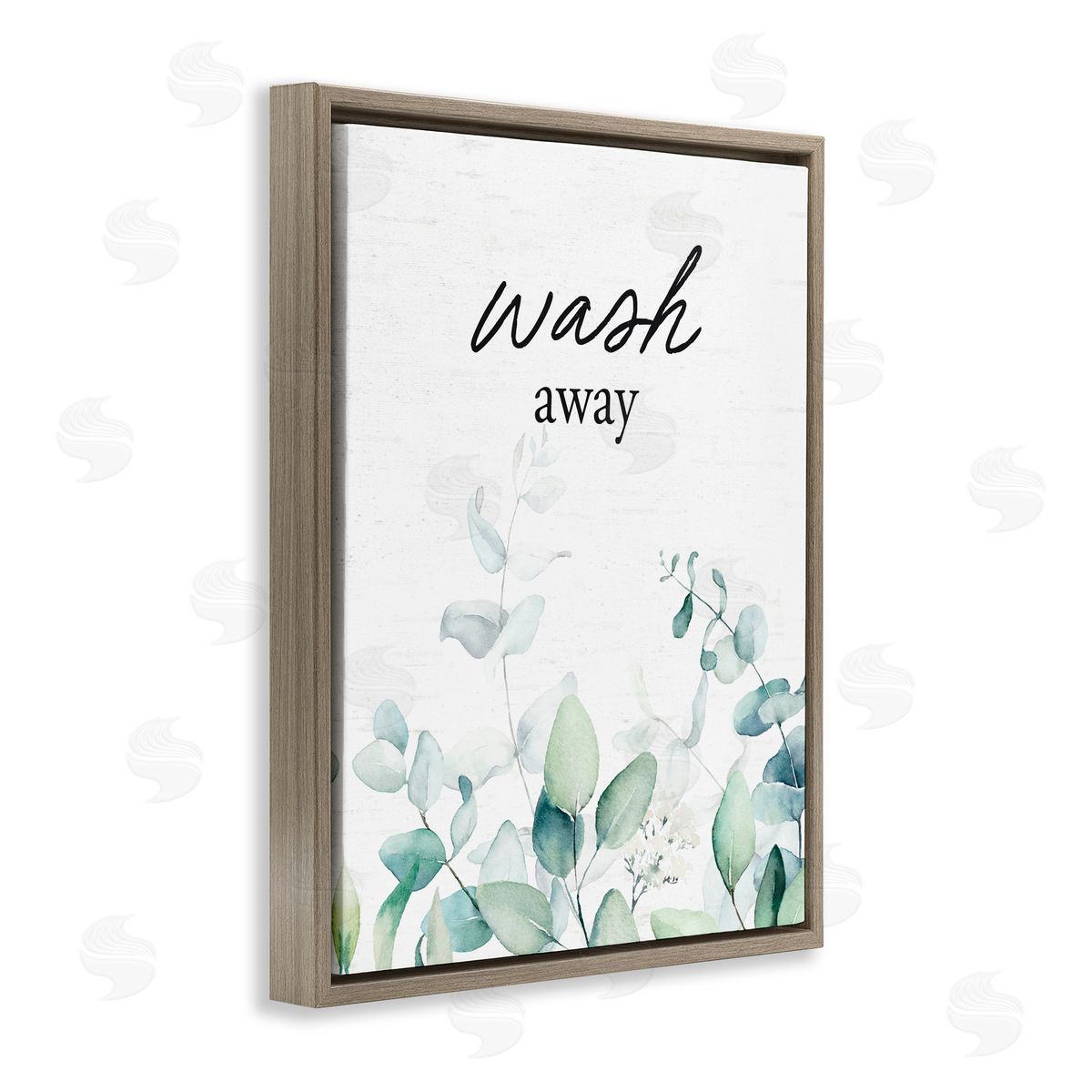 Lettered and Lined Wash Away Eucalyptus Brown Floating Frame Canvas Wall Art Print