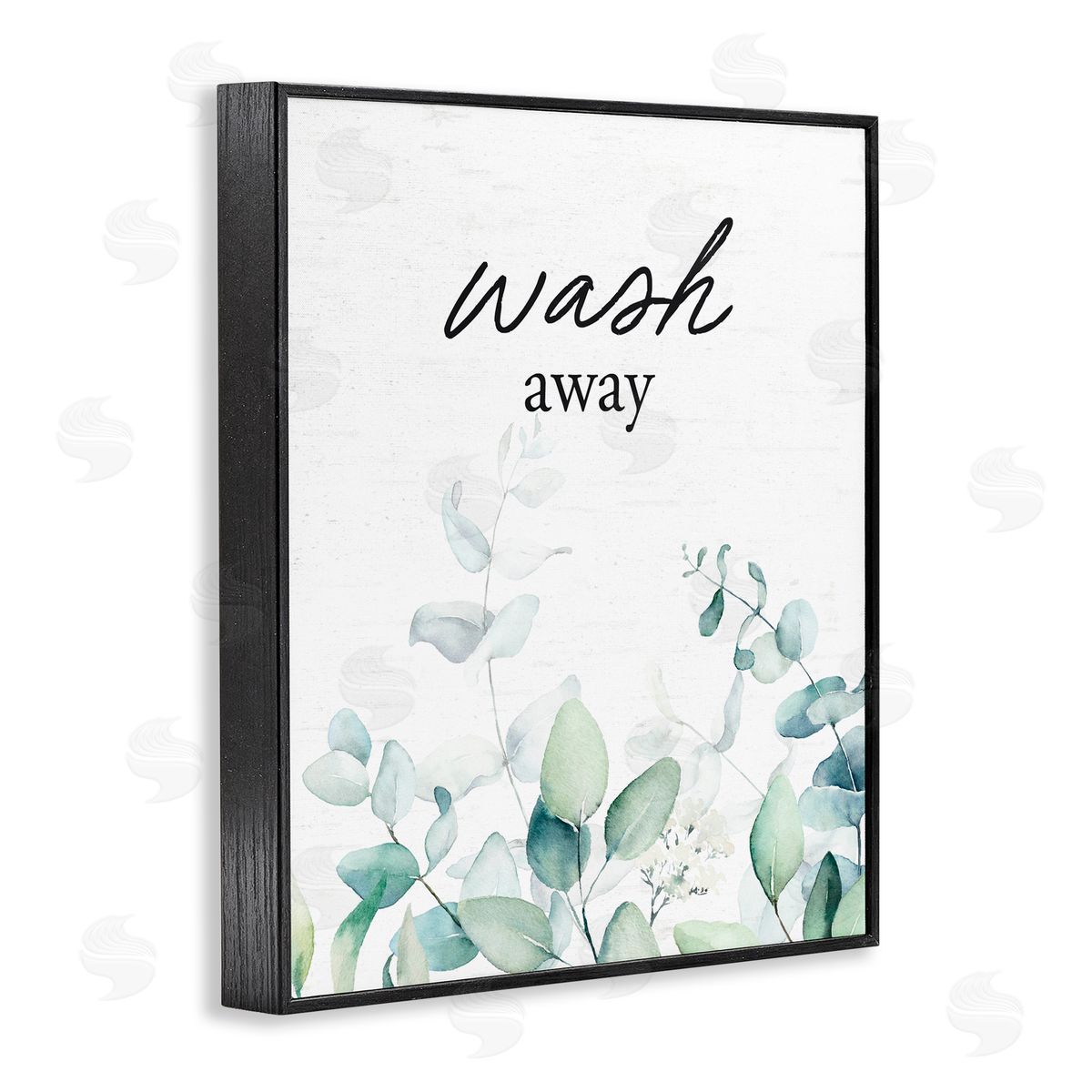 Lettered and Lined Wash Away Eucalyptus Black Framed Giclee Print Wall Art