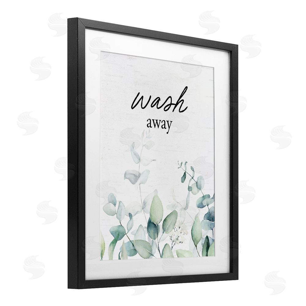 Lettered and Lined Wash Away Eucalyptus Black Framed Print Under Glass Wall Art