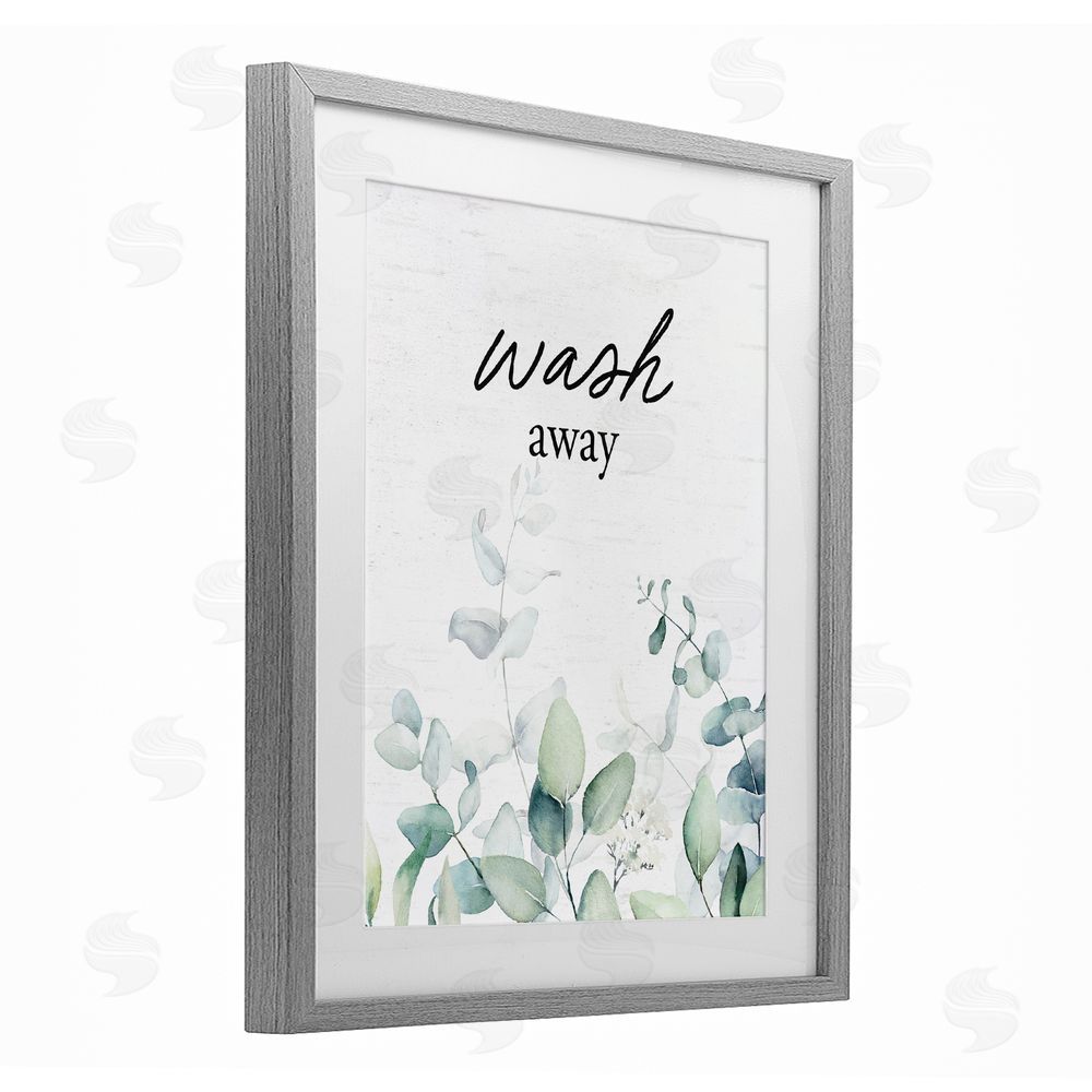 Lettered and Lined Wash Away Eucalyptus Gray Framed Print Under Glass Wall Art