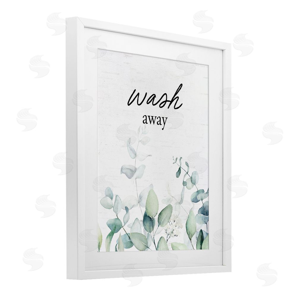 Lettered and Lined Wash Away Eucalyptus White Framed Print Under Glass Wall Art
