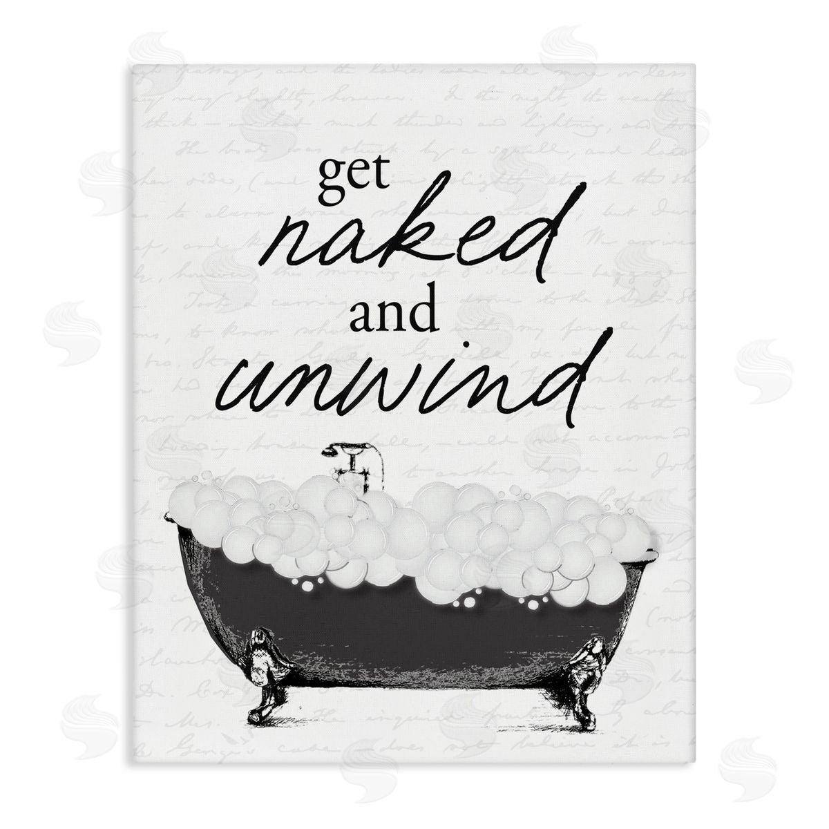 Lettered and Lined Unwind Bubble Bath Stretched Canvas Wall Art Print