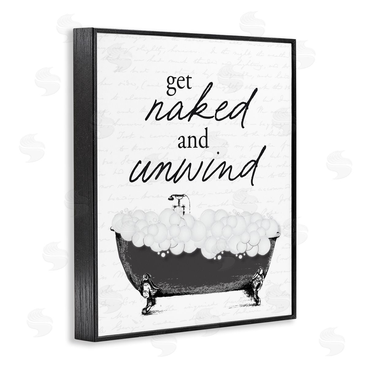 Lettered and Lined Unwind Bubble Bath Black Framed Giclee Print Wall Art