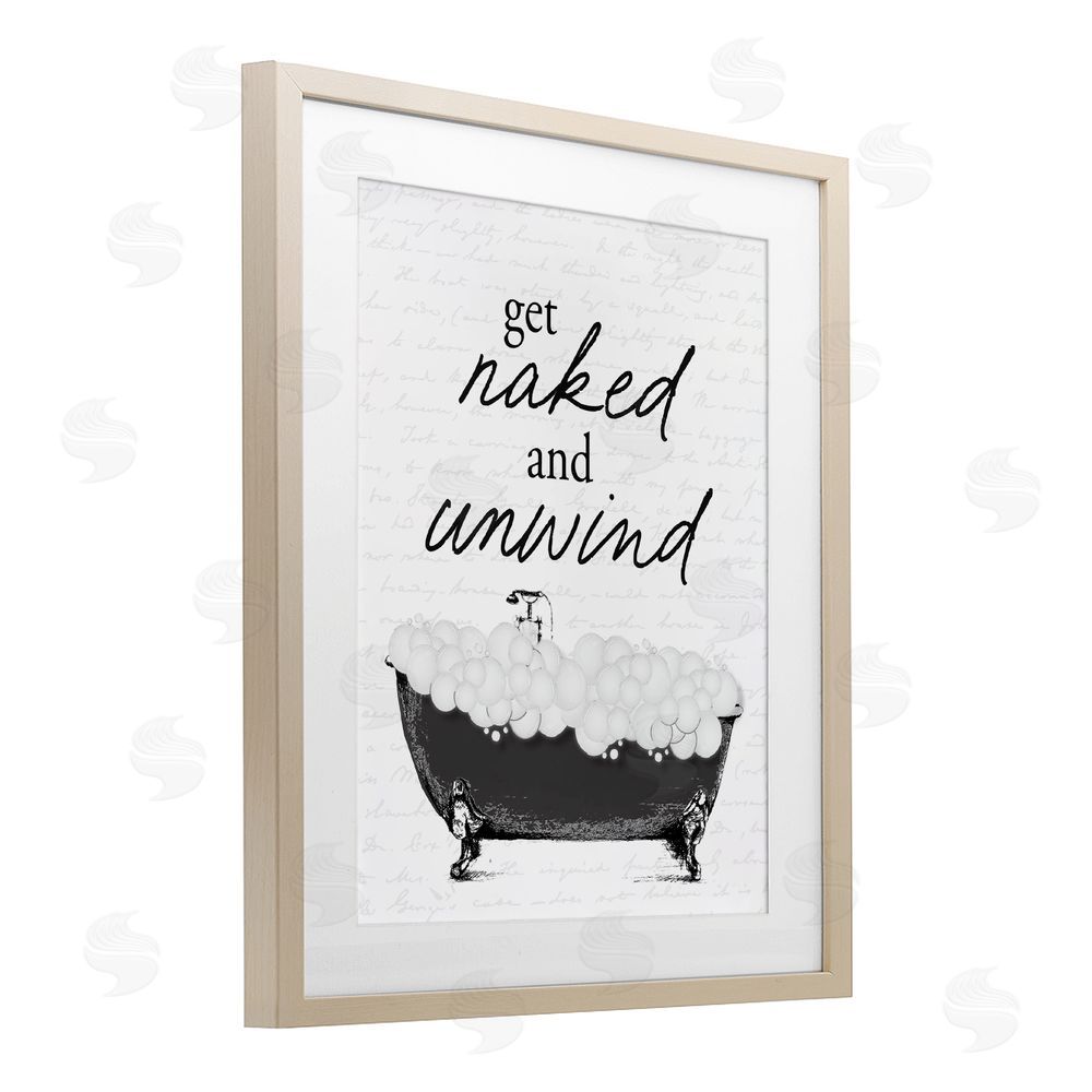 Lettered and Lined Unwind Bubble Bath Brown Framed Print Under Glass Wall Art