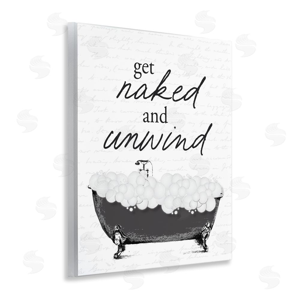 Lettered and Lined Unwind Bubble Bath Wooden Wall Plaque Art Print