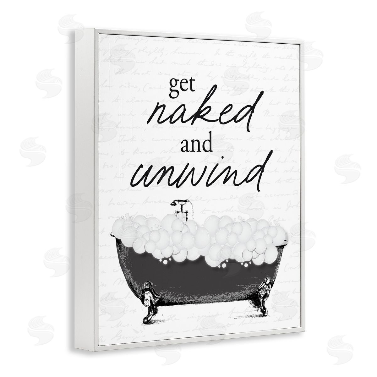 Lettered and Lined Unwind Bubble Bath White Framed Giclee Print Wall Art