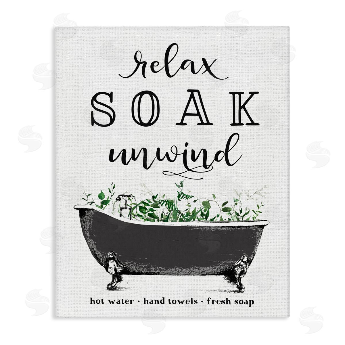 Lettered and Lined Vintage Bathing Reminders Stretched Canvas Wall Art Print