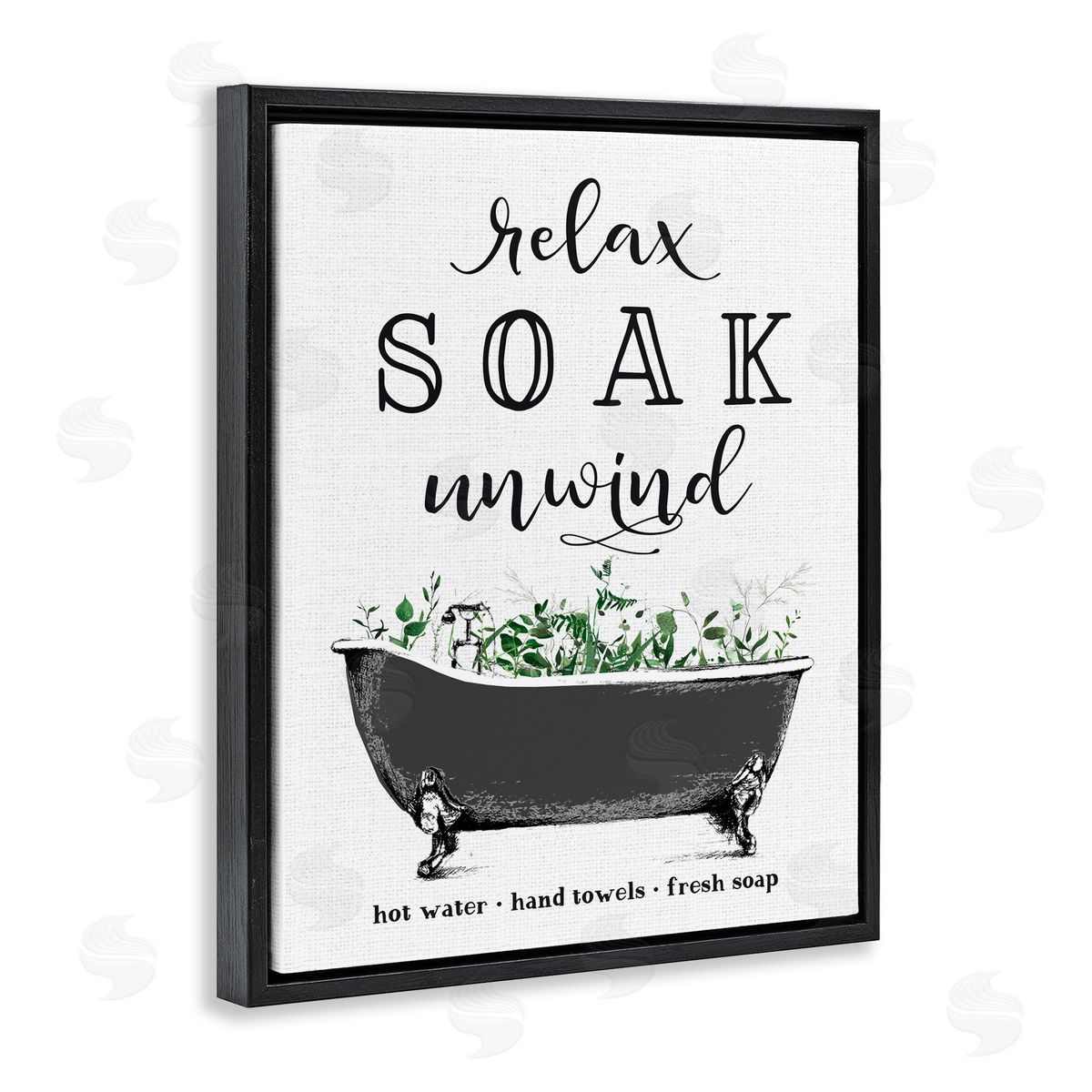 Lettered and Lined Vintage Bathing Reminders Black Floating Frame Canvas Wall Art Print