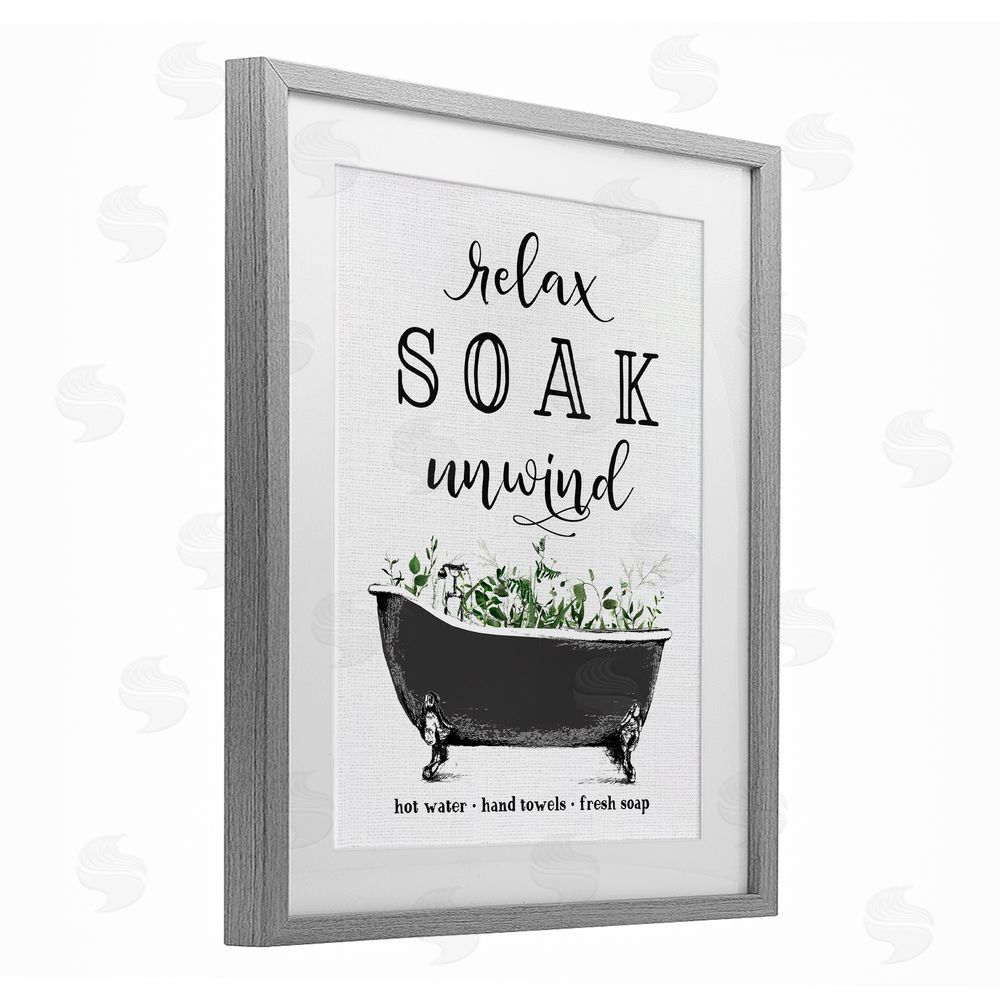 Lettered and Lined Vintage Bathing Reminders Gray Framed Print Under Glass Wall Art