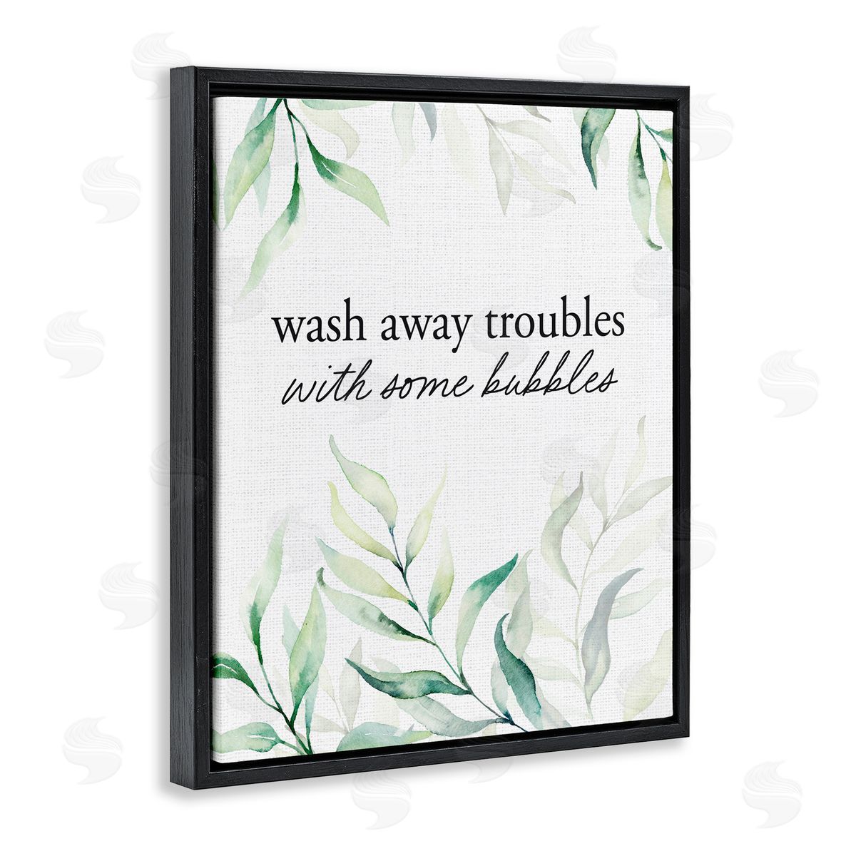 Lettered and Lined Zen Wash Away Troubles Black Floating Frame Canvas Wall Art Print