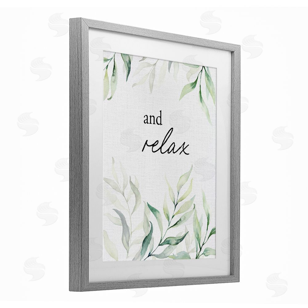 Lettered and Lined And Relax Soothing Greenery Gray Framed Print Under Glass Wall Art