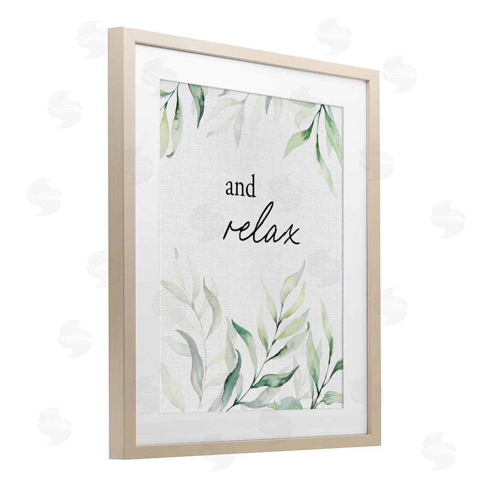 Lettered and Lined And Relax Soothing Greenery Brown Framed Print Under Glass Wall Art