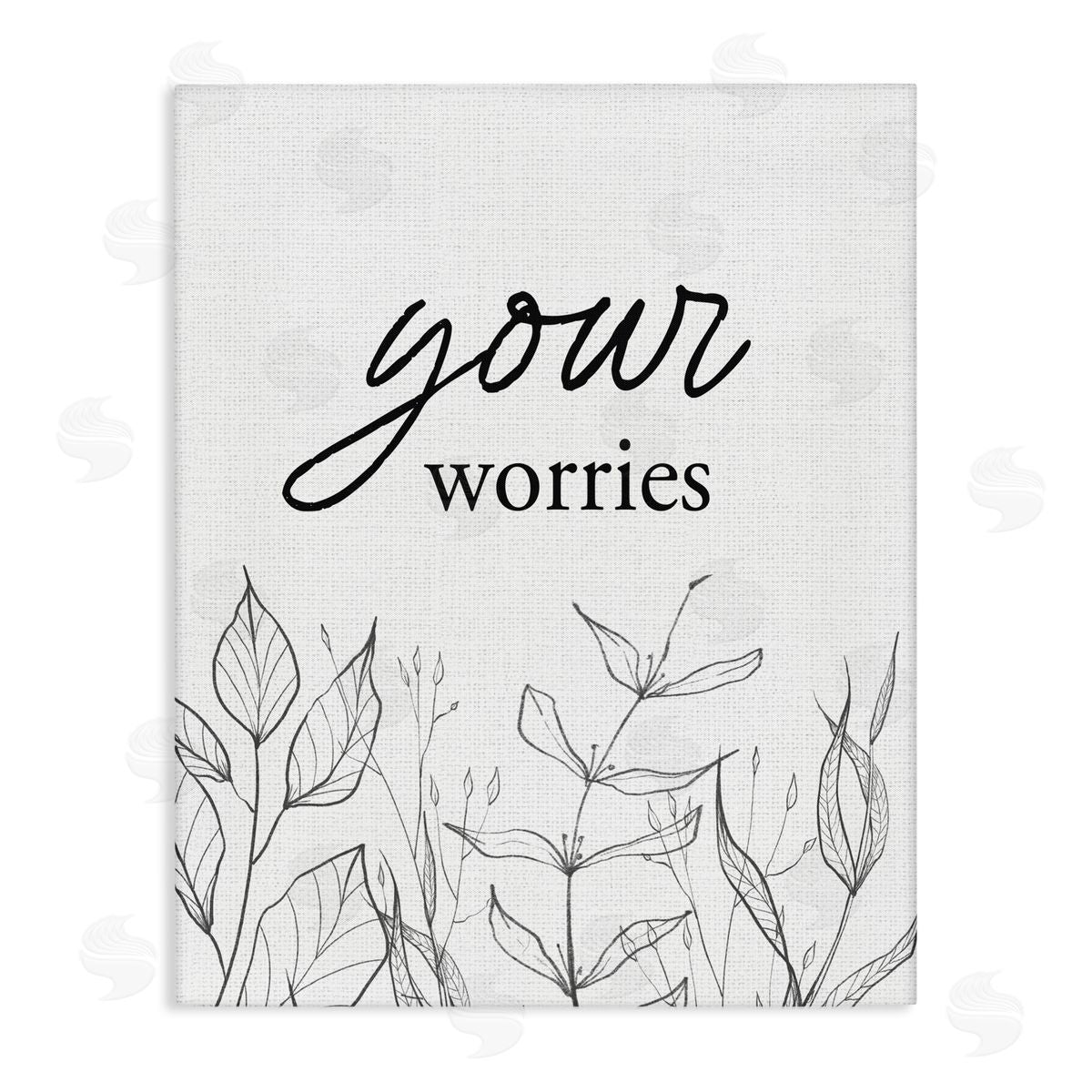 Lettered and Lined Your Worries Minimalist Leaves Stretched Canvas Wall Art Print