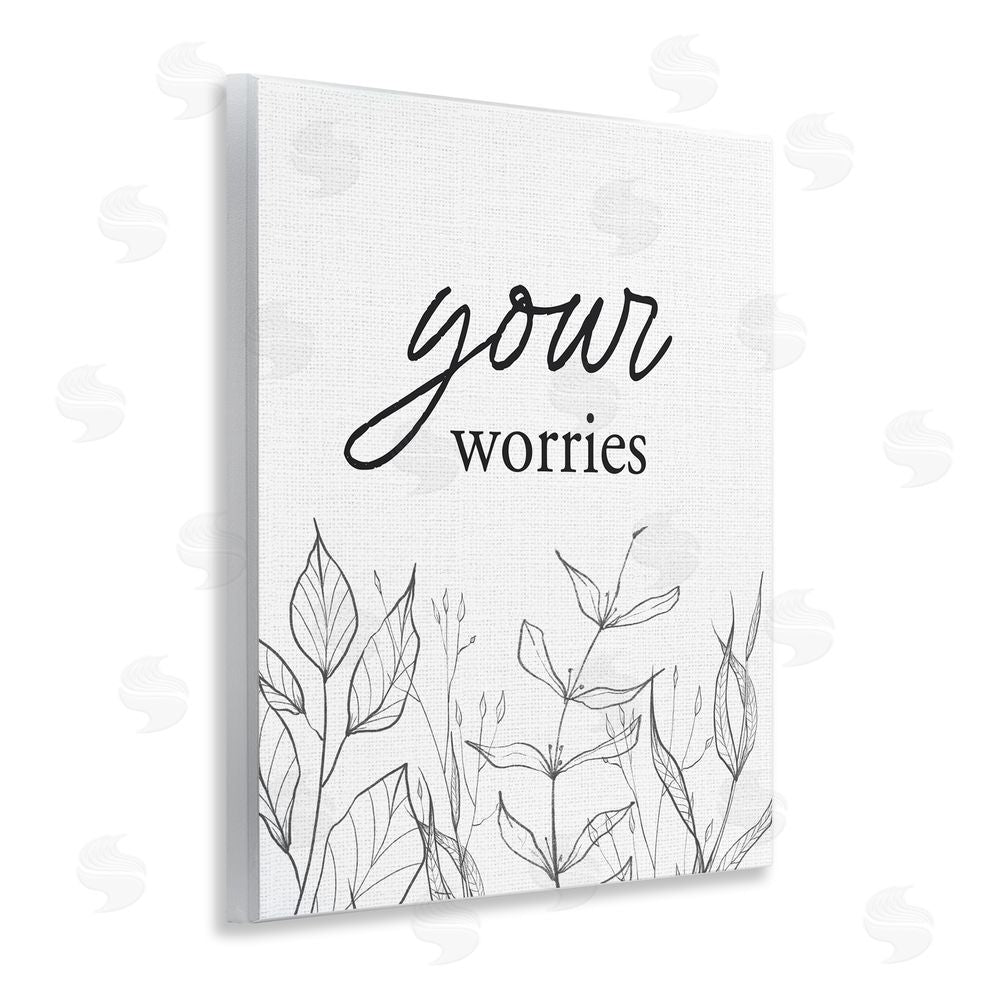 Lettered and Lined Your Worries Minimalist Leaves Wooden Wall Plaque Art Print