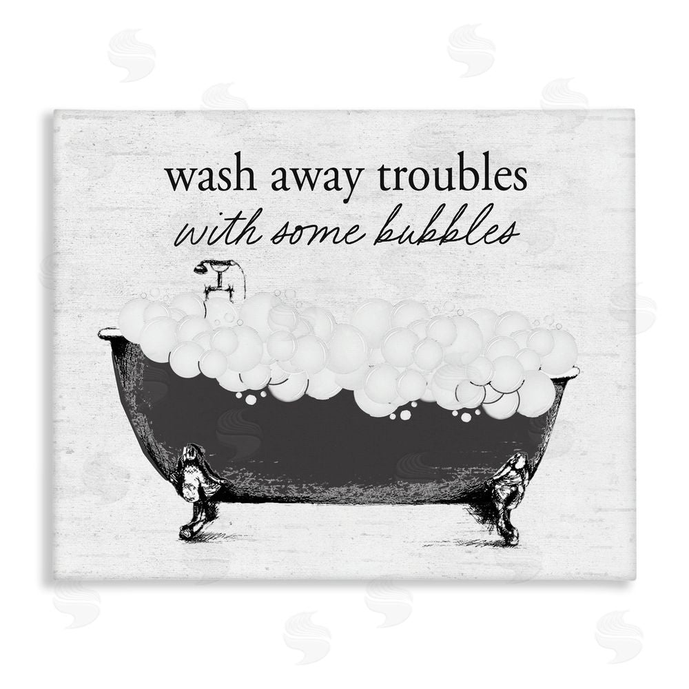 Lettered and Lined Uplifting Bubble Bath Rhyme Stretched Canvas Wall Art Print