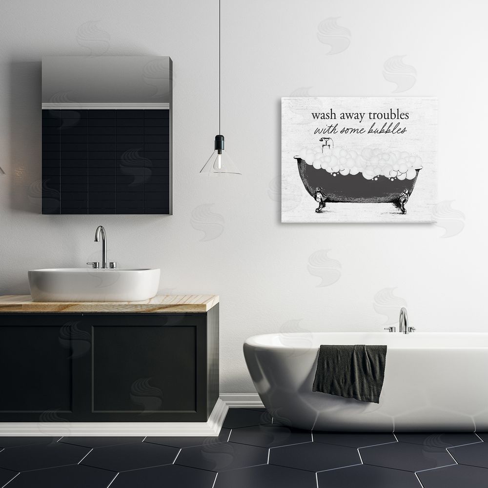 Lettered and Lined Uplifting Bubble Bath Rhyme Stretched Canvas Wall Art Print in Room