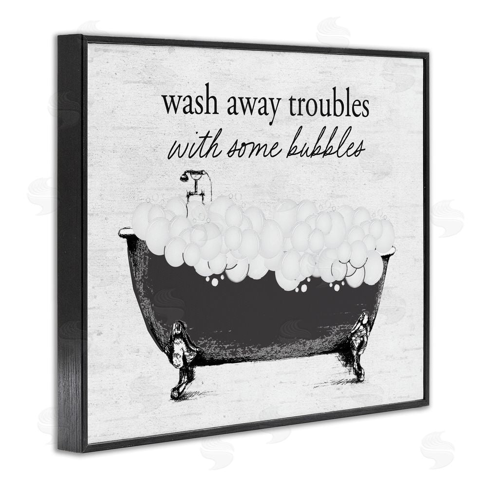 Lettered and Lined Uplifting Bubble Bath Rhyme Black Framed Giclee Print Wall Art